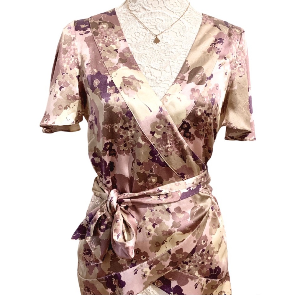 BANANA REPUBLIC Kimono Style Wrap Floral Silk Top Blouse